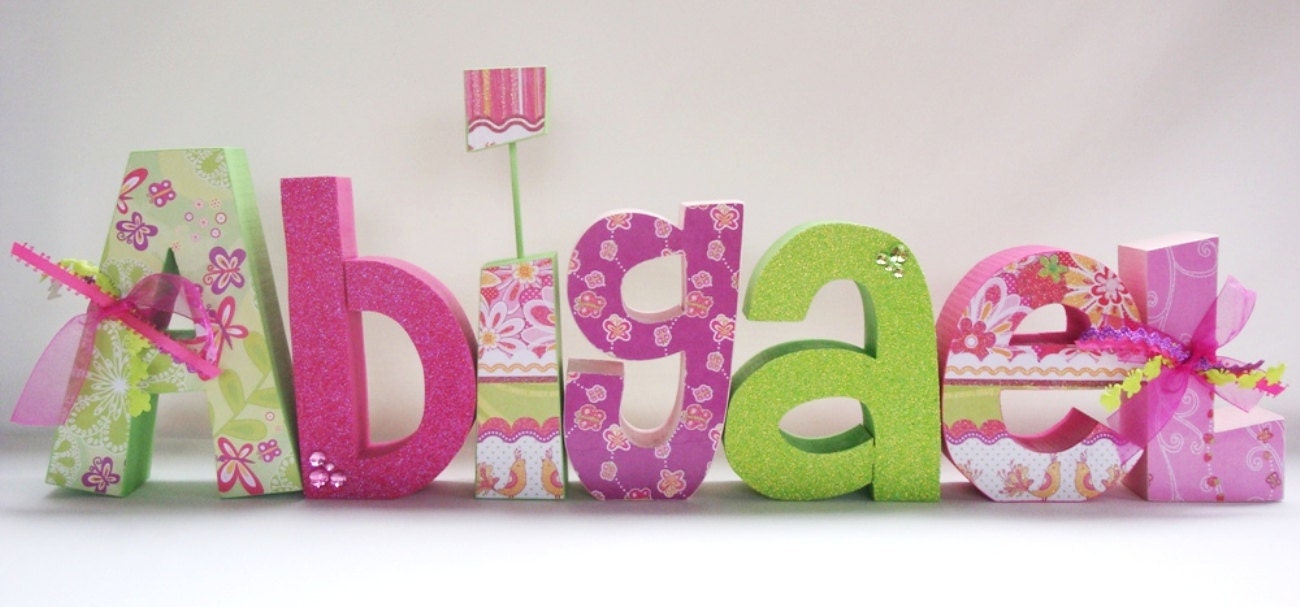 Set of 8 Custom Wood Letters Any Name or Word Customized for your decor, nursery letters, wedding table, shower or gift
