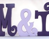 Wood Wedding Letters Bride and Grooms Initials with Ampersand Custom for your wedding decor
