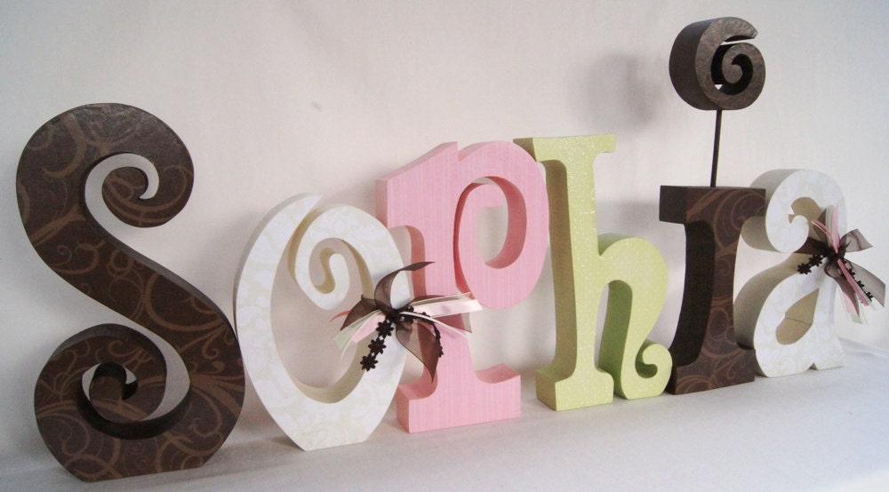 Child's Room Decor, Name Letters, Custom Wood Letters, Free Standing, Personalized for you Set of 6