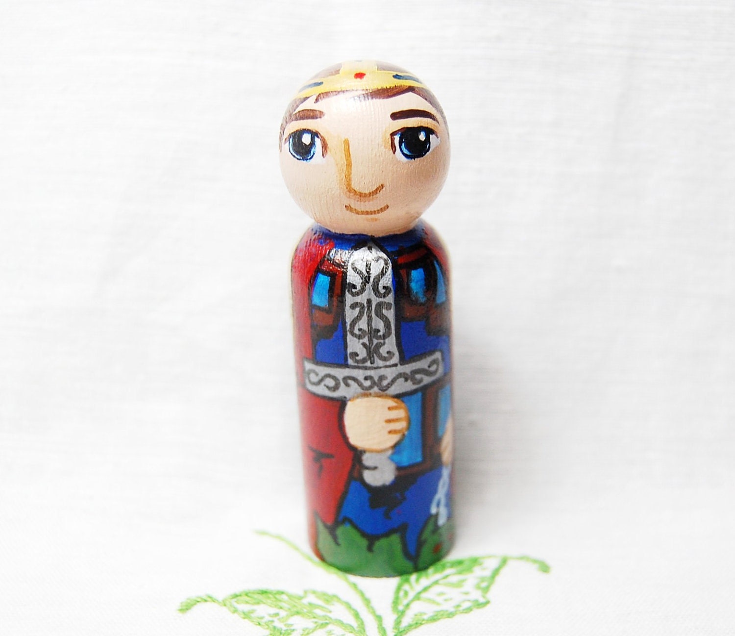 St. Michael the Archangel Catholic Saint Doll - Wooden Toy - Made to Order