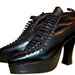 Vintage Luichiny Platform Shoes Black Leather Pointed Toe Gothic Plat Boots Womans US Size 9