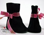 Wool - cotton baby girl shoes - boots - Newborn to 12 months