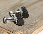 SALE Rustic log carved bakelite vintage cufflinks
