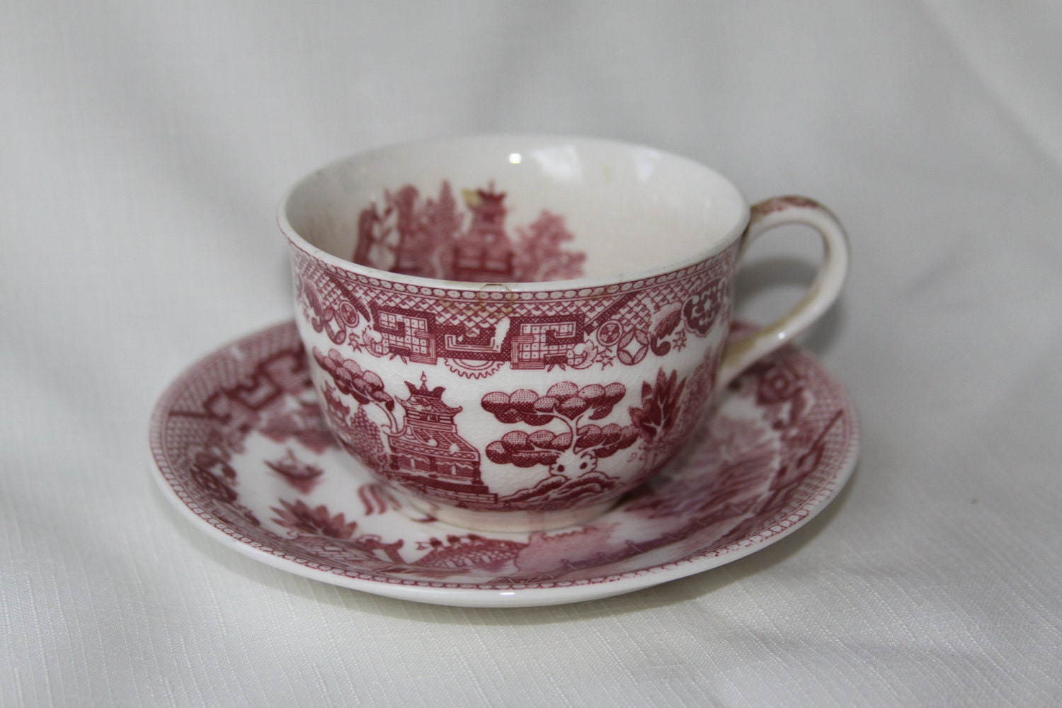 Transferware Red Willow Cup and Saucer Vintage set Japan