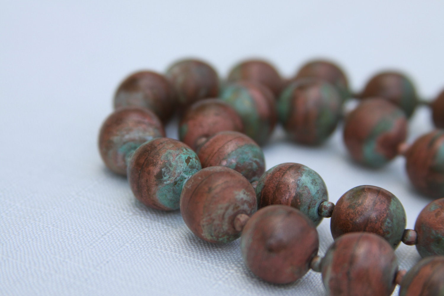 Patina Copper necklace Metal Beads Vintage Bohemian Boho