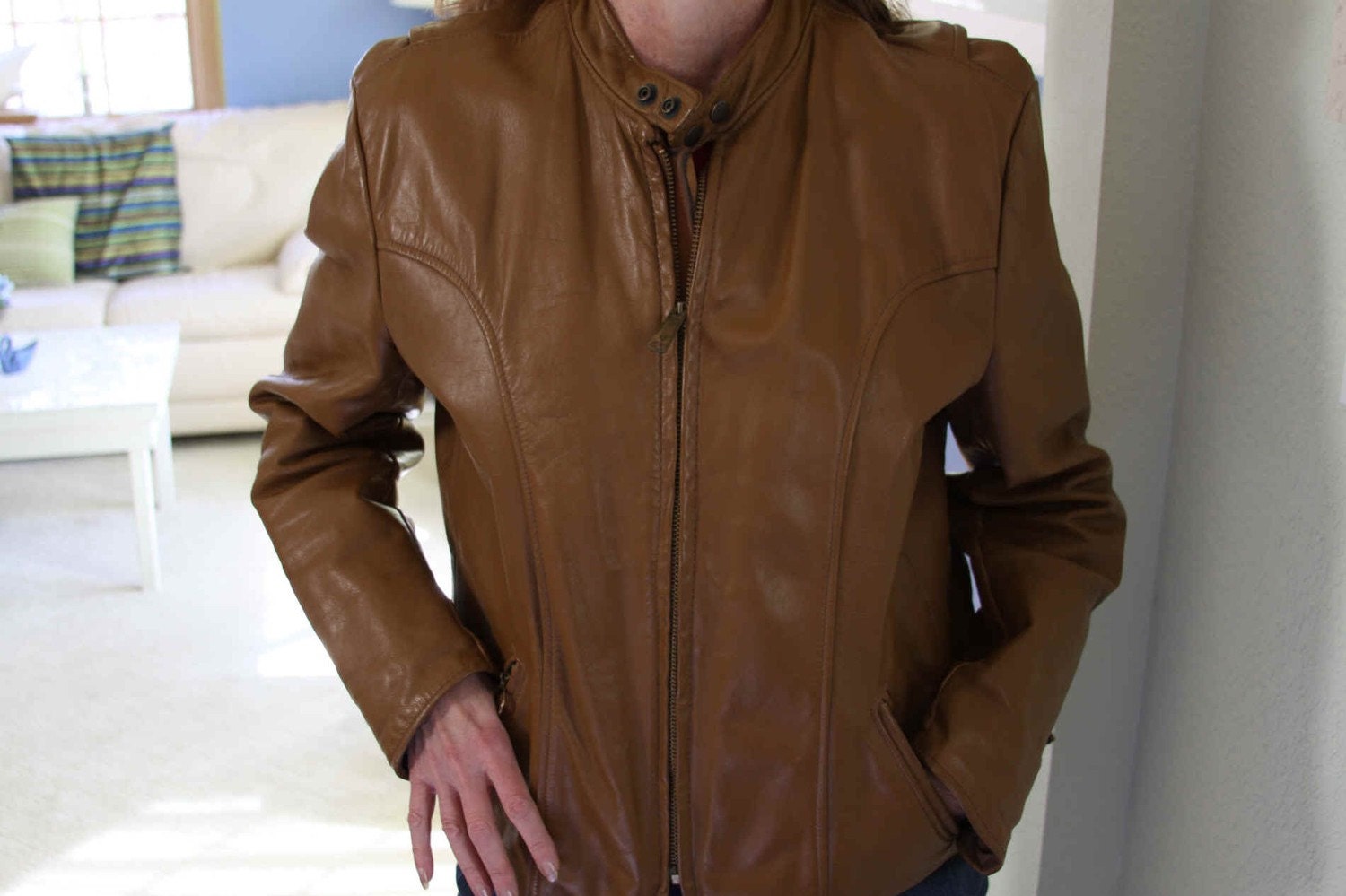 SALE Vintage Leather Motorcycle Jacket Late 1970s Brooks Awesome