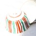 Yikes Stripes Teal and Red Rust Striped Rice Bowls Japan 5 Gold Edged