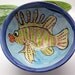 Handmade Ceramic Pottery Majolica Bowl Serving Earthenware Clay Lion Fish Blue and Yellow Gold