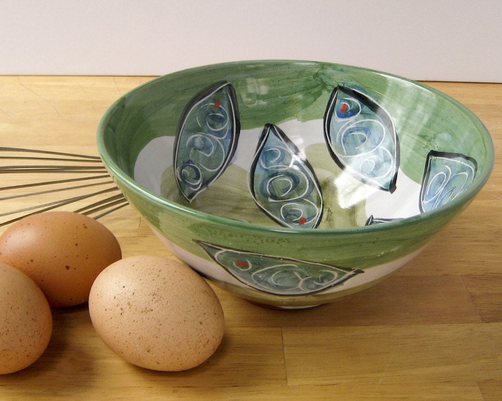 Items similar to Serving Bowl Majolica Pottery Clay Kitchen Prep