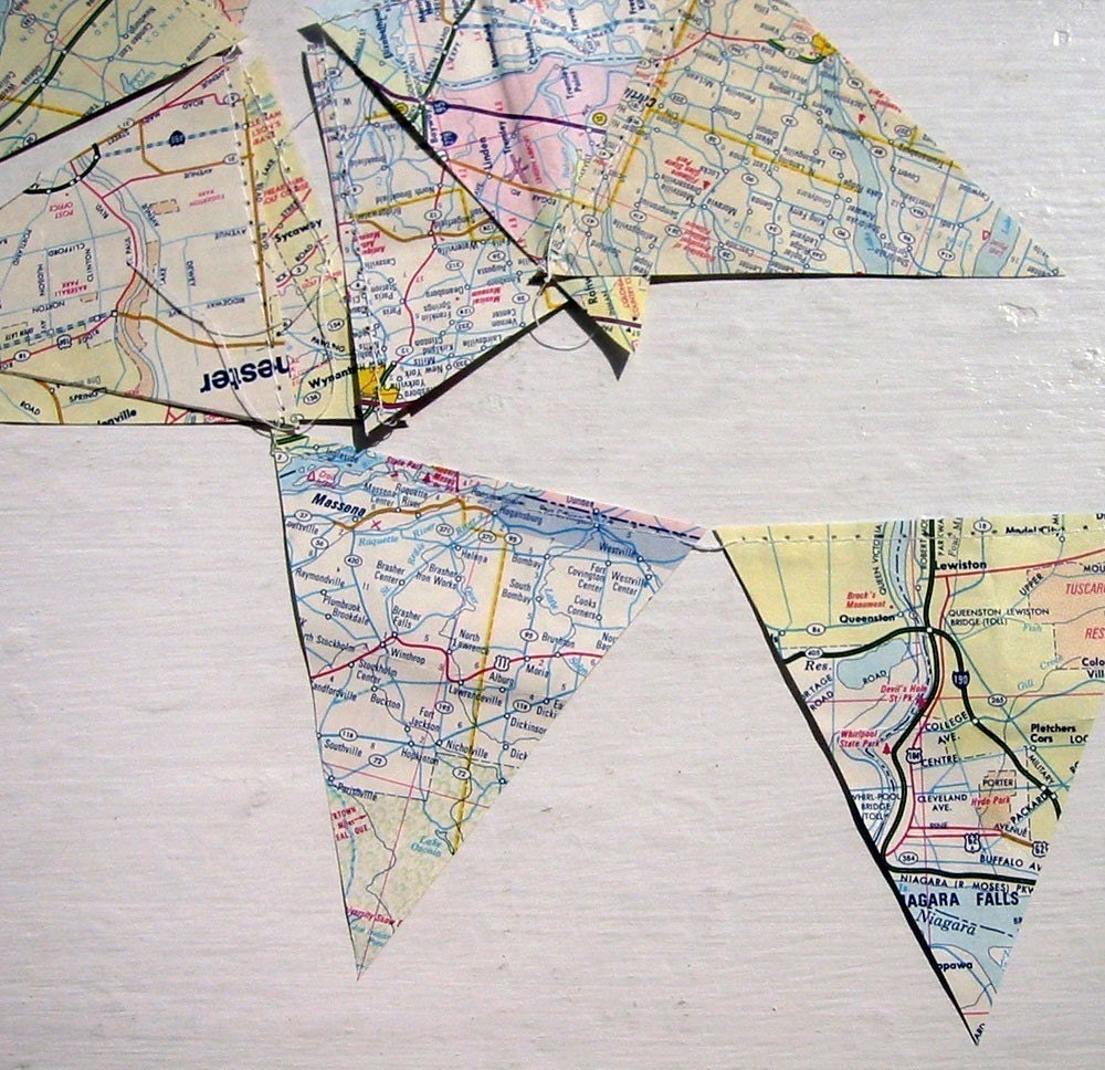 Vintage Map Garland- Randomized and Packaged