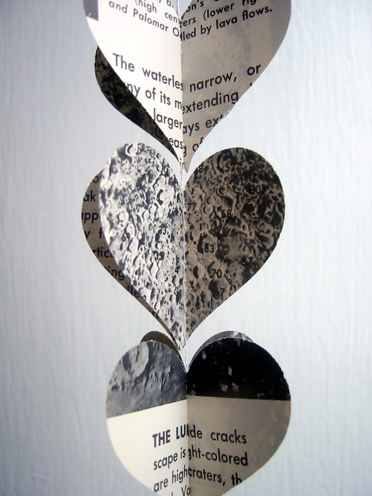 Celestial- Heart Garland- Paper Decoration- Vintage Sky Field Guide