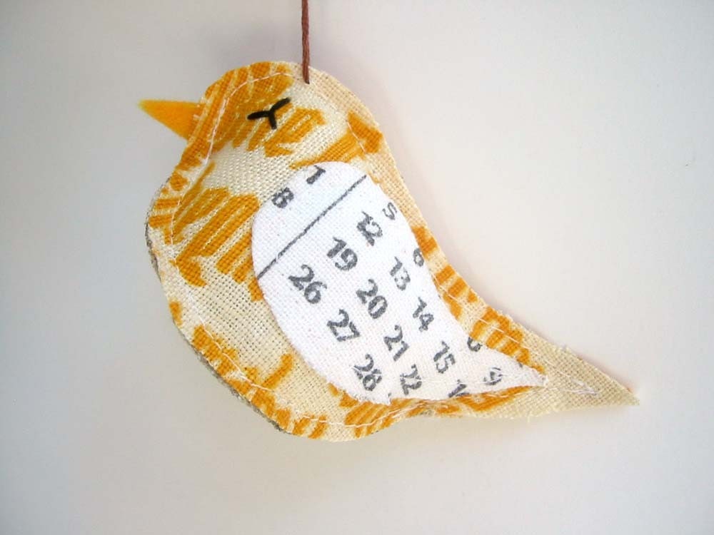 April- Vintage Calendar Tea Towel Bird- Lavender Scented Ornament