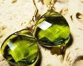 Green Drops of Dew Swarovski Crystal Earrings