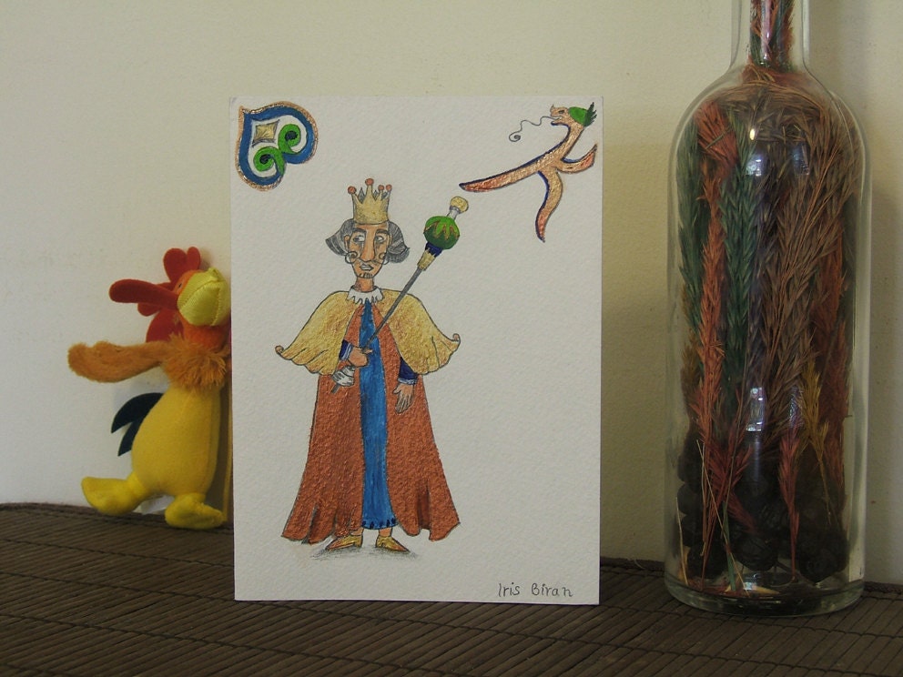 Original illustrated greeting card - King