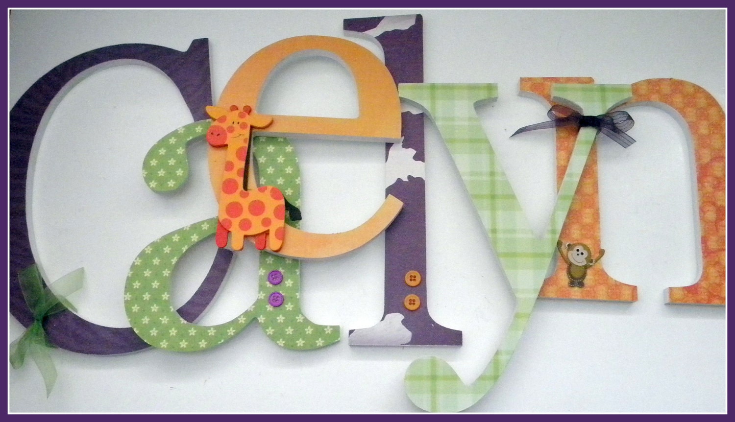 Nursery Wall Letters - Jungle Fun - Nursery Decor - Coord. with Kids Line Lollipop Jungle-avail in any size or font in this shop