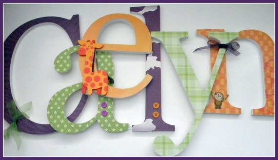 Nursery Wall Letters - Jungle Fun - Nursery Decor - Coord. with Kids Line Lollipop Jungle-avail in any size or font in this shop