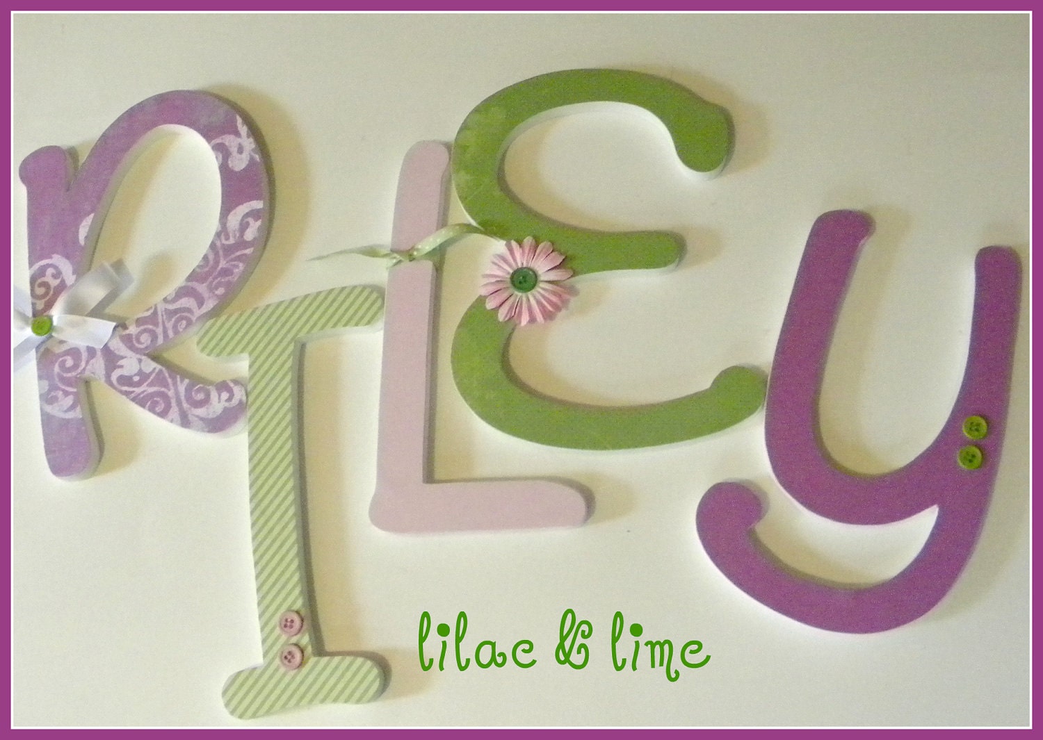 5 Wooden Letters  - nine inch Curvy Font Letters -Any Color Scheme in This Shop - SET OF FIVE