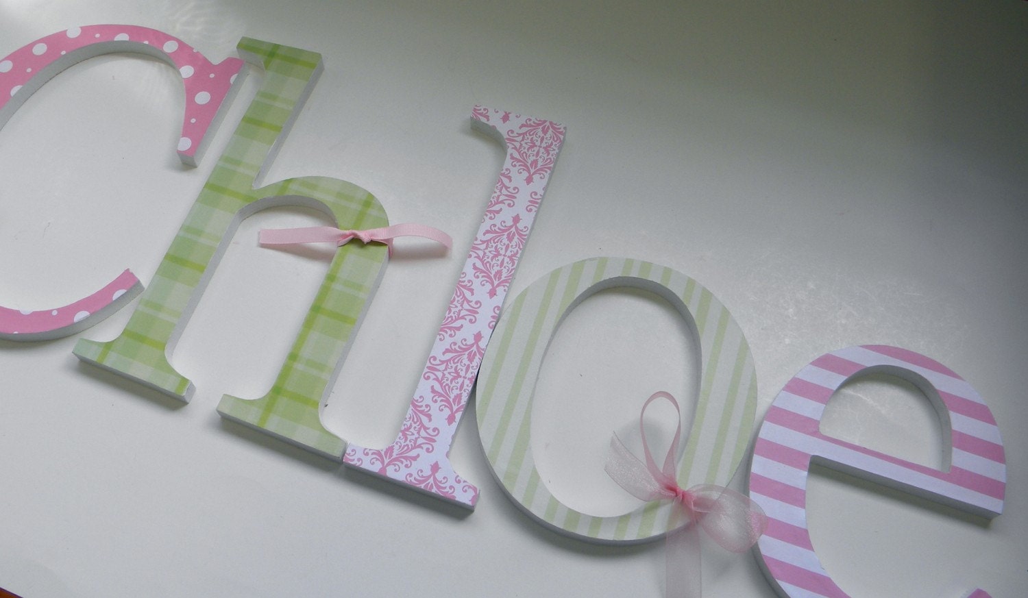 5 Wooden Wall Nursery Letters - EIGHT INCH Georgia Font Letters -Set of 5