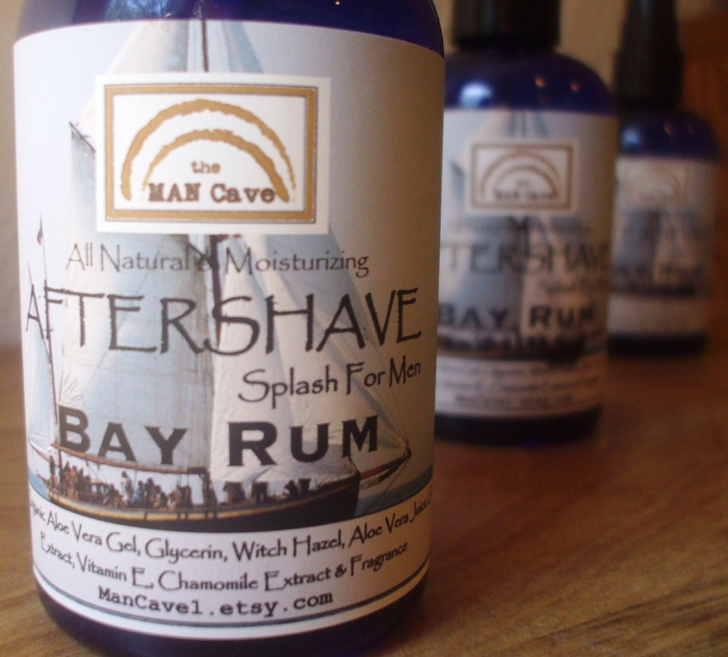 AFTERSHAVE- BAY RUM - All Natural Face Conditioner, Moisturizer with Aloe, Green Tea and Chamomile by Man Cave Soapworks
