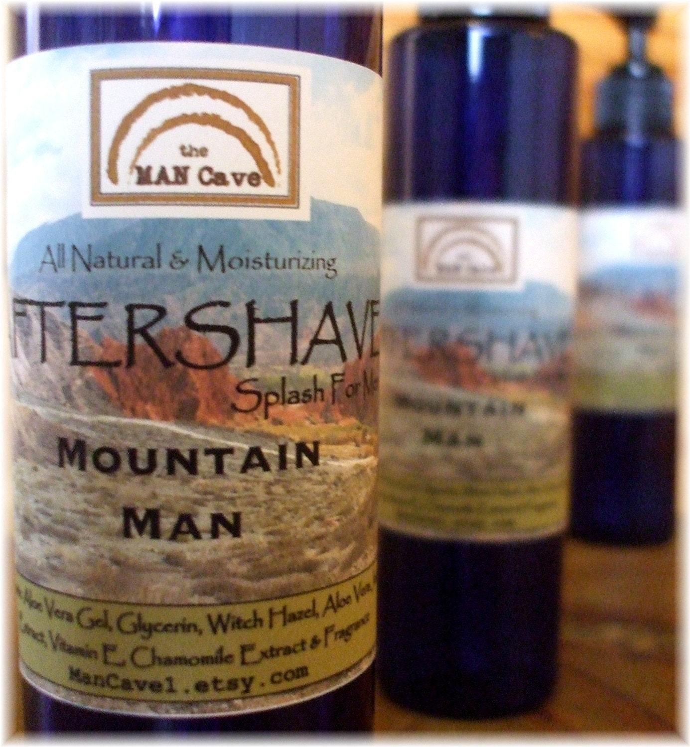 AFTERSHAVE  - MOUNTAIN MAN - All Natural Face Conditioner with Soothing Aloe, Green Tea and Chamomile by Man Cave Soapworks