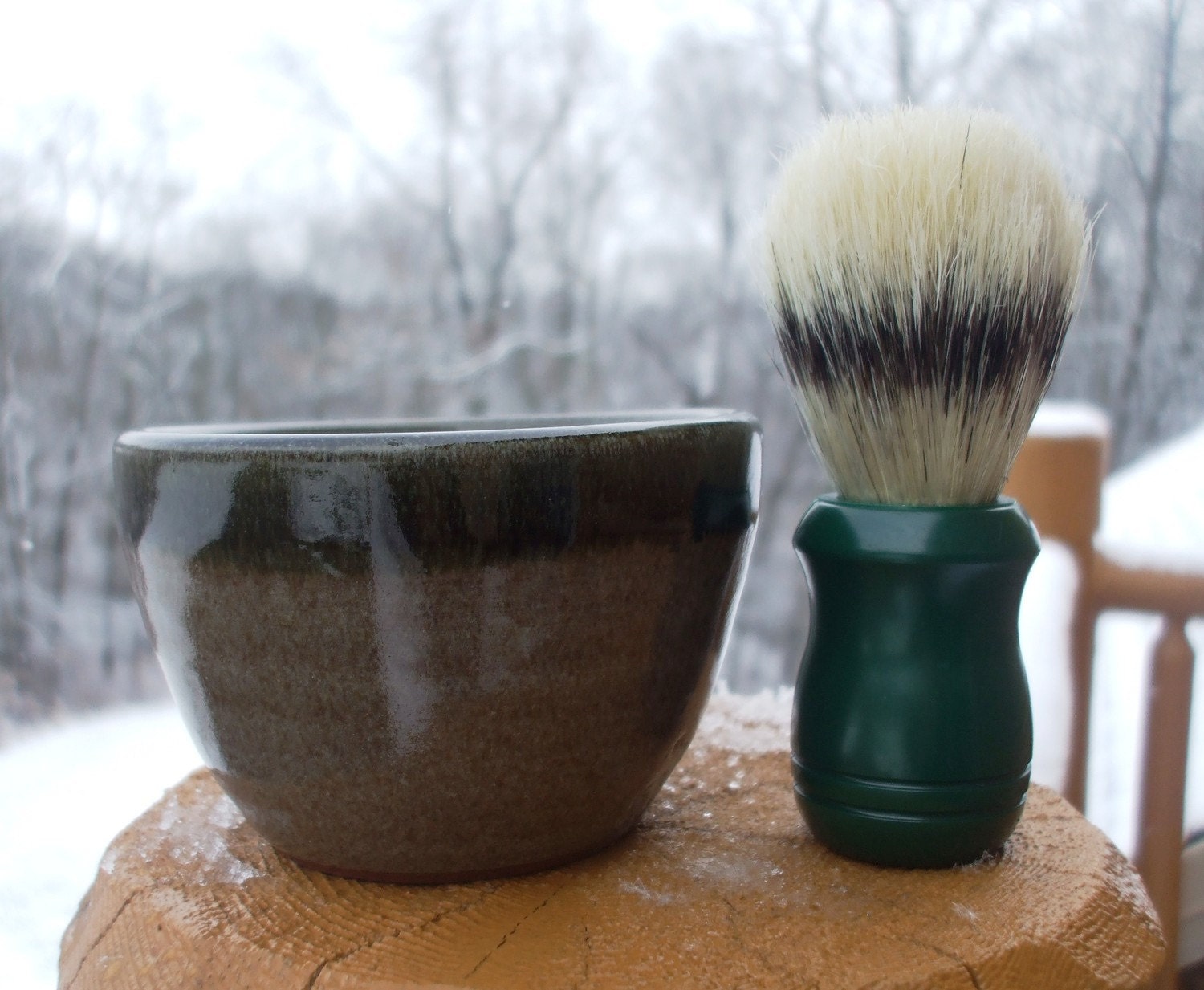 Timeless Wet Shave Set with Moisturizing Shave Soap and Earthenware Shaving Pottery by MAN CAVE SOAPWORKS