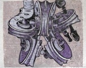 The fiddle circle -original art-reduction woodblock print