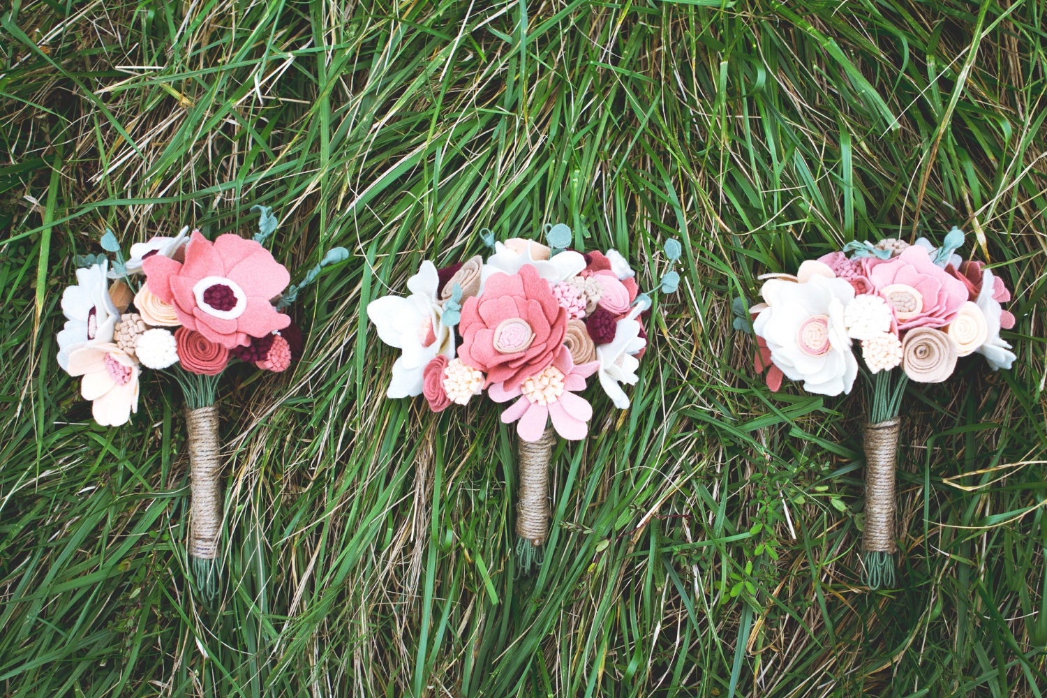 The Little Heather Wedding Bouquet - Felt Flower - Custom - Made to order