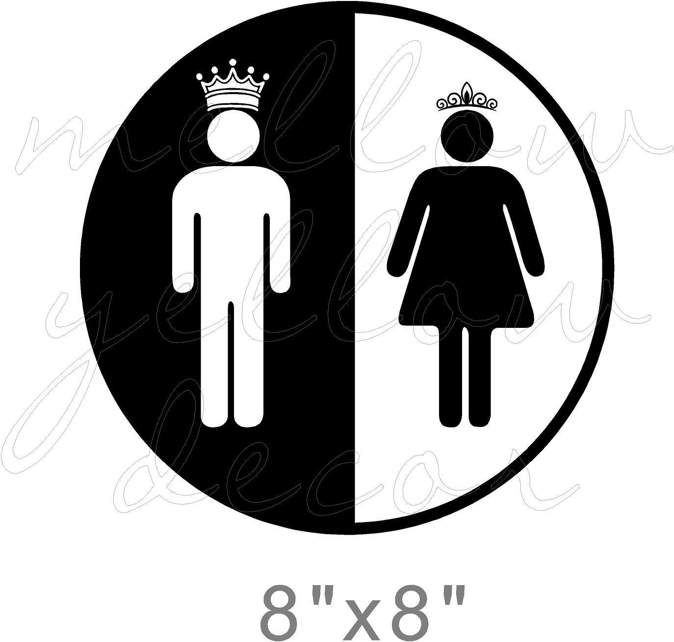 king and queen bathroom vinyl wall decal restroom throne