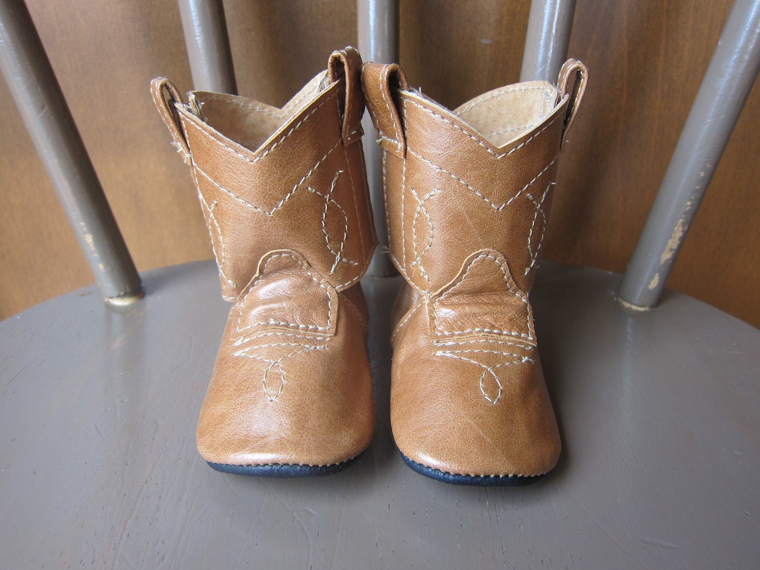 Baby's 1st Cowboy Boots Shoes in Caramel Brown Leather