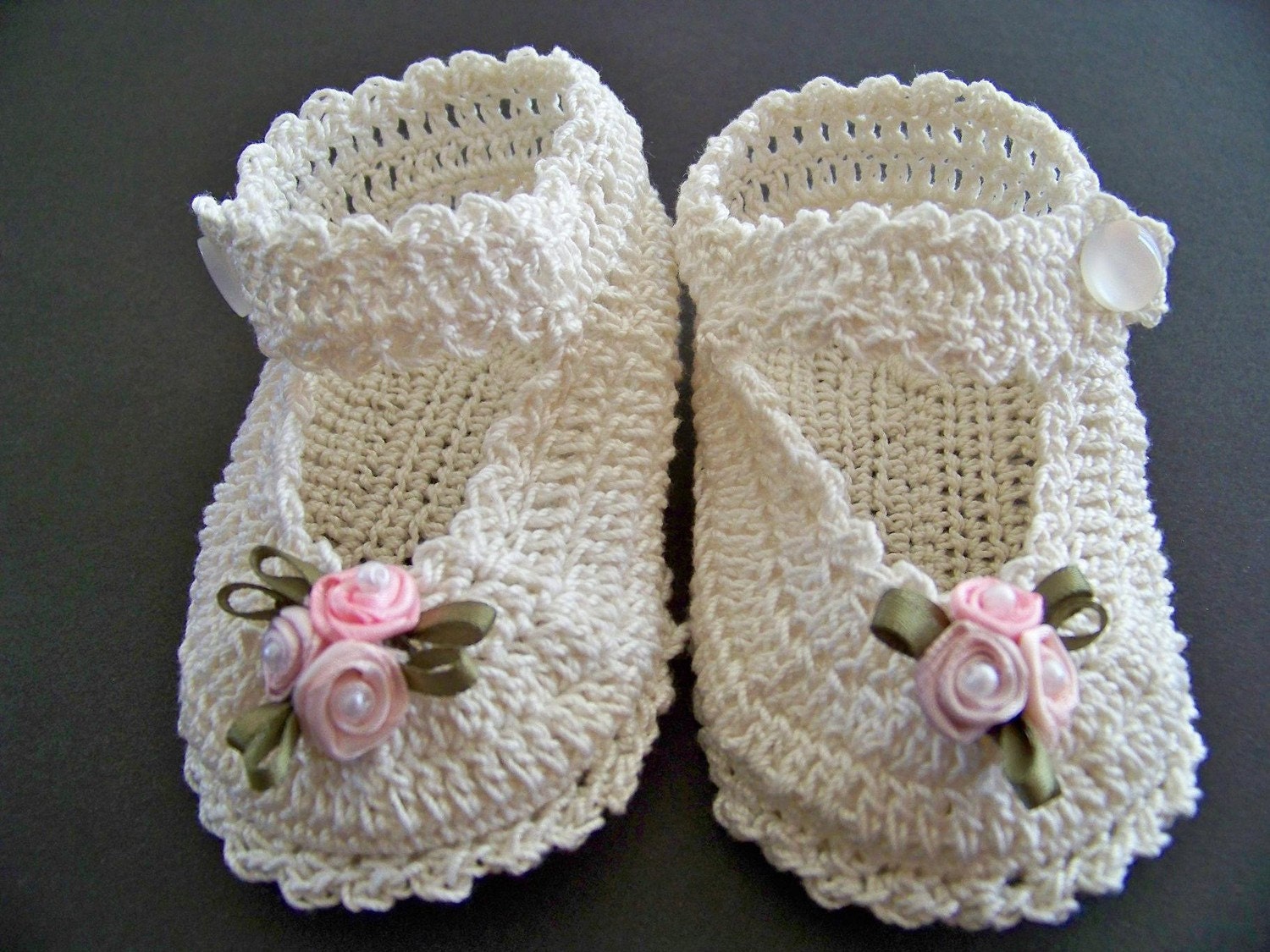 Crochet Mary Jane Booties 0 - 3 mo.