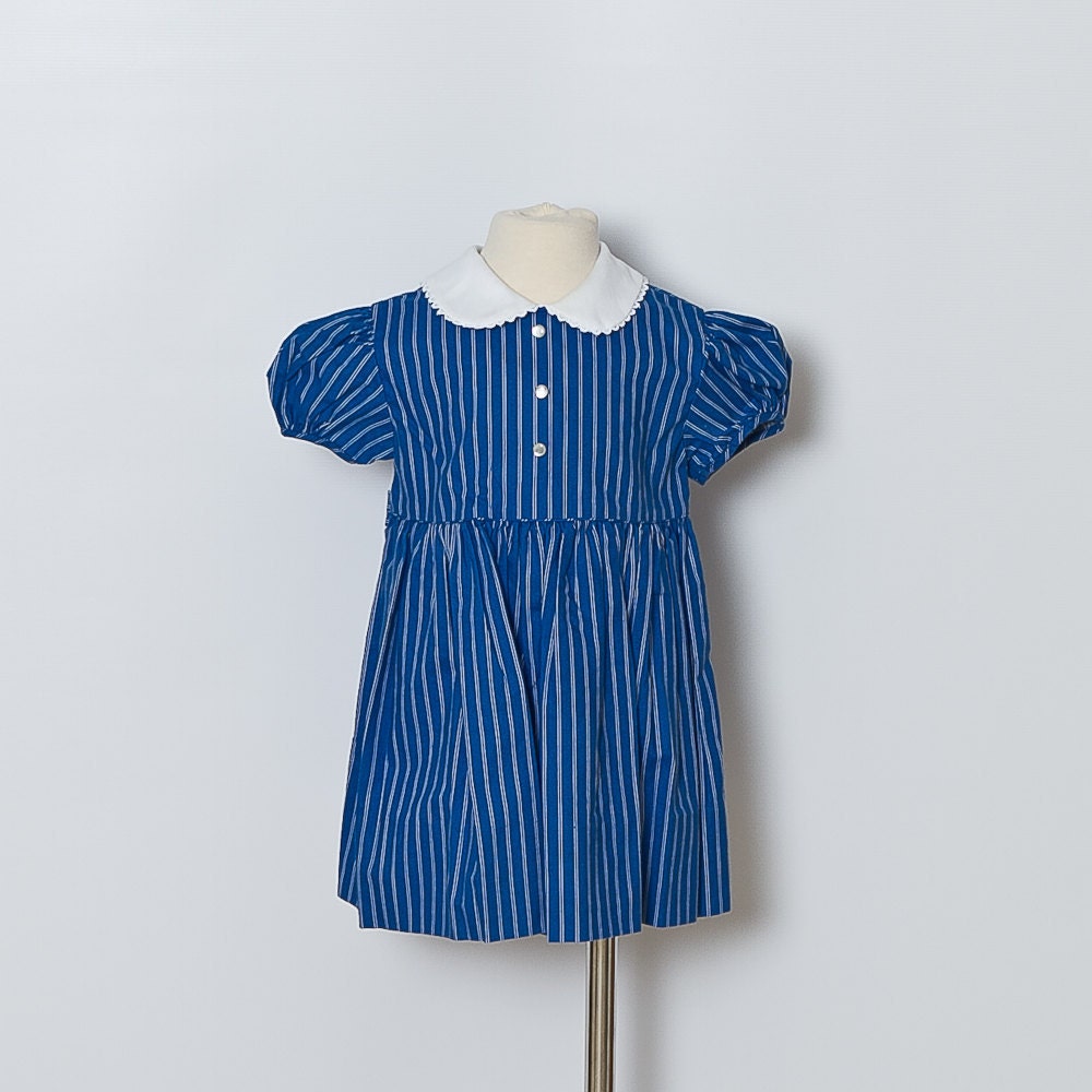 Vintage Blue Striped Toddler Dress