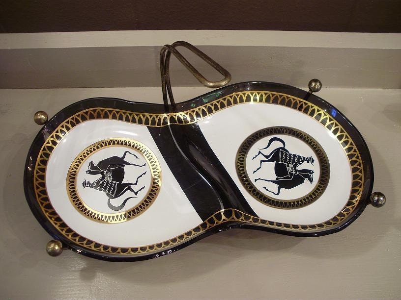 Black Glass Tray w/Handle
