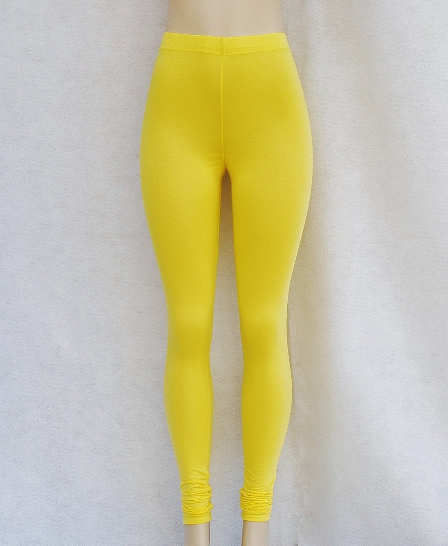 Yellow Knit Leggings Organic Womens Clothing Pants Eco Clothing