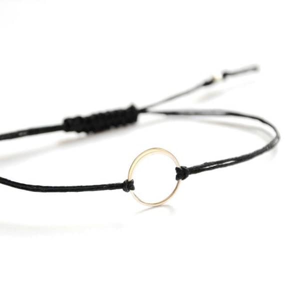 sterling silver karma bracelet. Black Irish linen cord