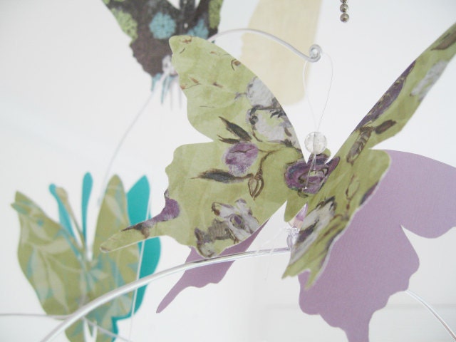 Butterfly Mobile, Paper, Art,  Hanging, 3D, Nursery, Baby, Wedding Decor, Baby Shower, Girls Room