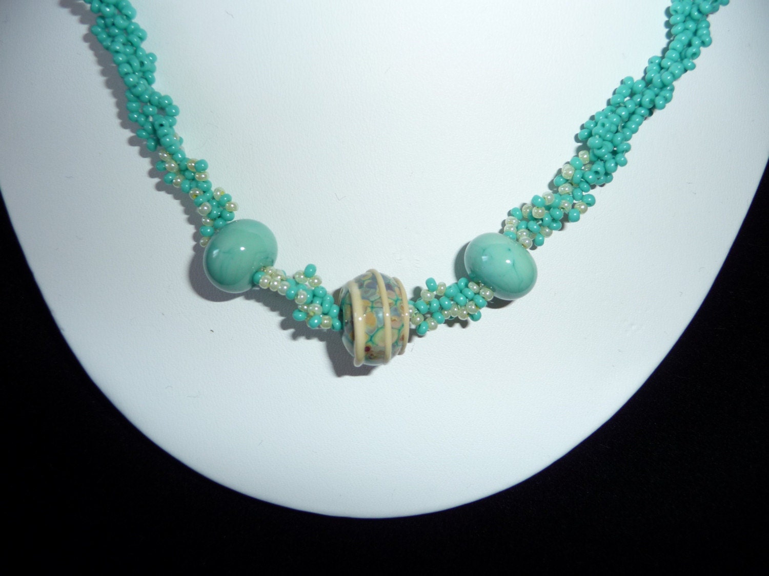 Seed bead lampwork necklace