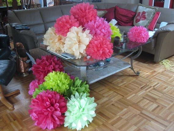 Set of 20 tissue poms - Your Colors - Pom poms for wedding, bridal shower, birthday party, baby shower, nursery, college dorm, child / teen Il_570xn