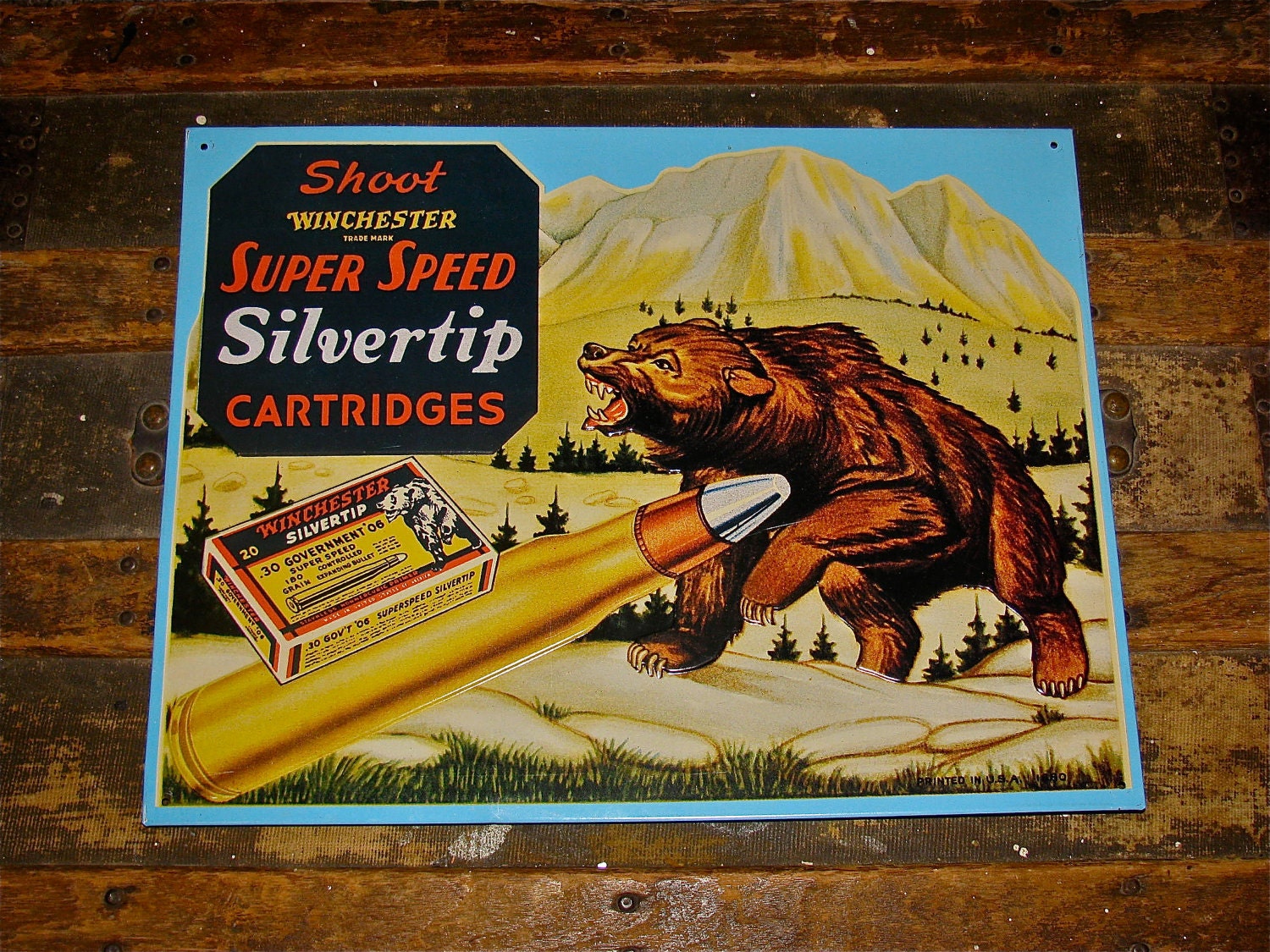 Vintage Replica Tin Metal Sign Remington Cartridges 