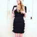 vintage 80s 90s black fringe mini dress body con