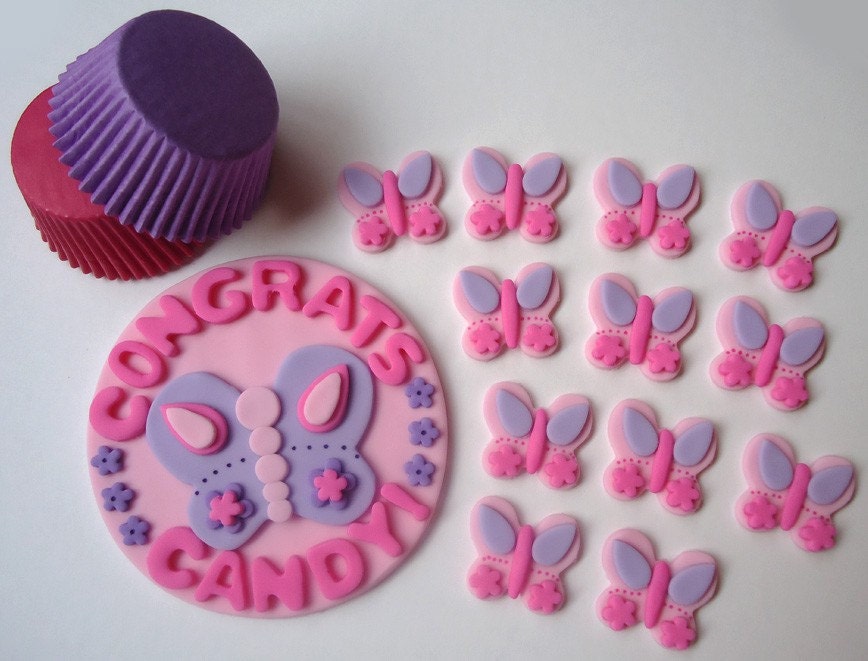 Fondant Cake, Cupcake Toppers - Butterfly Deluxe Party Package Il_570xn