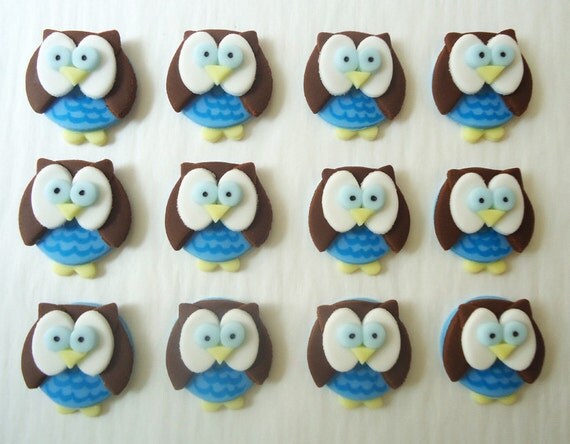 Fondant Cupcake Toppers - Boy Owls Il_570xn