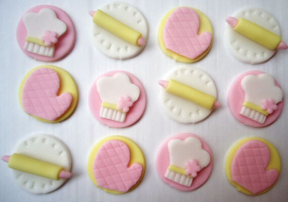 Fondant Cupcake Toppers - Sweet Little Baker - Edible Bakery Cupcake Toppers Il_570xn