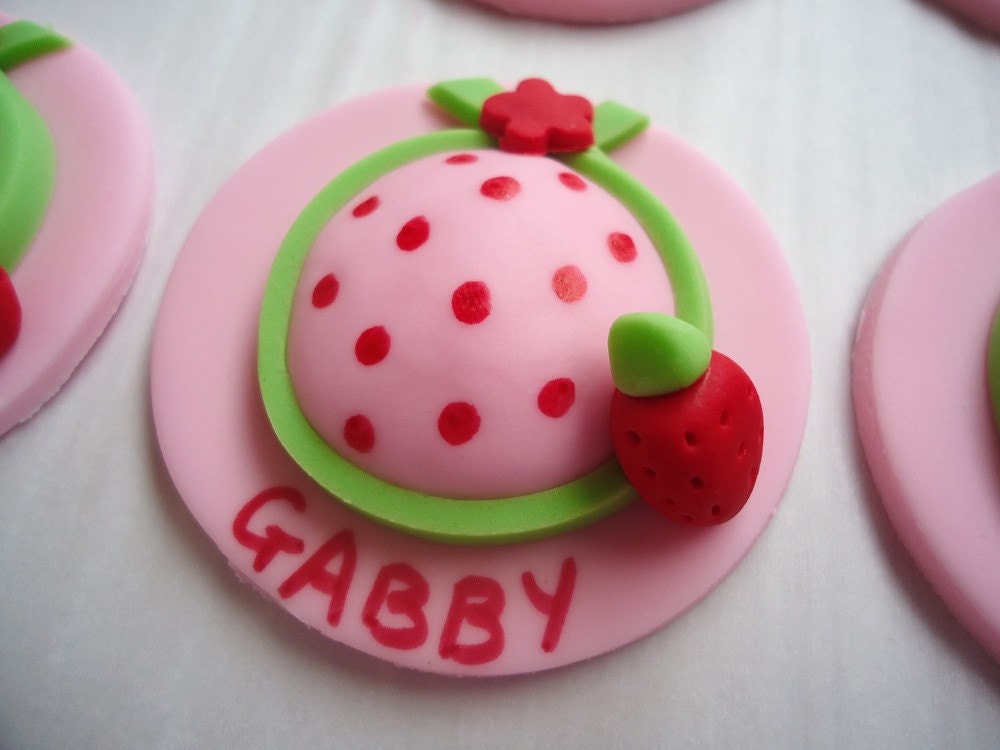 Edible Cupcake Toppers - Strawberry Hat Fondant Cupcake Decorations