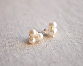 Freshwater Pearl Earrings - post stud tiny small cluster ivory pearl in sterling silver or gold filled - simple wedding or everyday jewelry