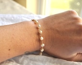 Freshwater Pearl Bracelet - classic ivory pearl gold filled bride & bridesmaids custom - simple wedding or everyday jewelry - adenandclaire