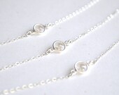 Giada Necklace - clear round swarovski crystal gem solitaire floating sterling silver triple strand - simple everyday or wedding jewelry