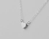 Silver Heart Necklace - small tiny silver charm sterling silver minimal simple & sweet - adenandclaire