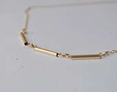Gold Bar Necklace - small thin gold filled minimal simple modern jewelry - adenandclaire
