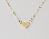 Gold Heart Necklace - small tiny gold charm gold filled chain minimal simple & sweet - adenandclaire