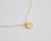 Tiny Gold Dot Necklace - gold filled small circle round disc - simple & sweet everyday or wedding jewelry